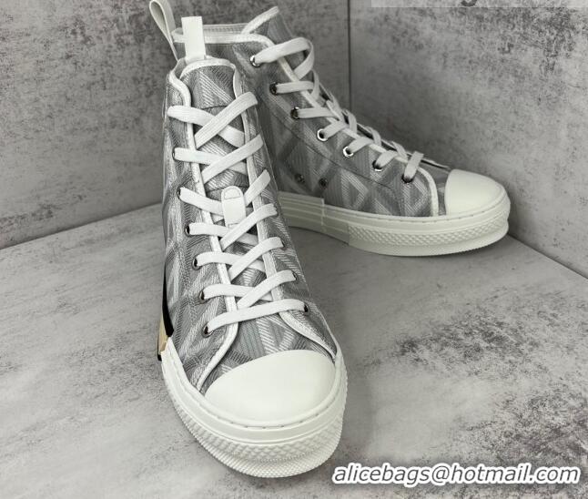 Sophisticated Dior B23 High-top Sneakers in Ligh Grey CD Diamond Canvas 042708