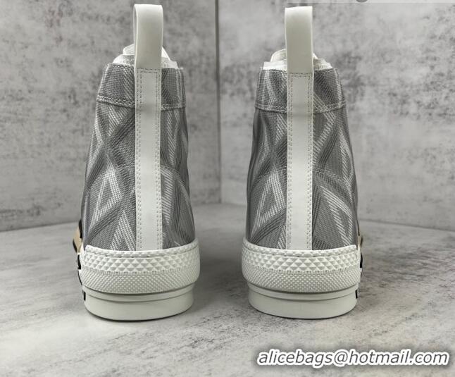 Sophisticated Dior B23 High-top Sneakers in Ligh Grey CD Diamond Canvas 042708