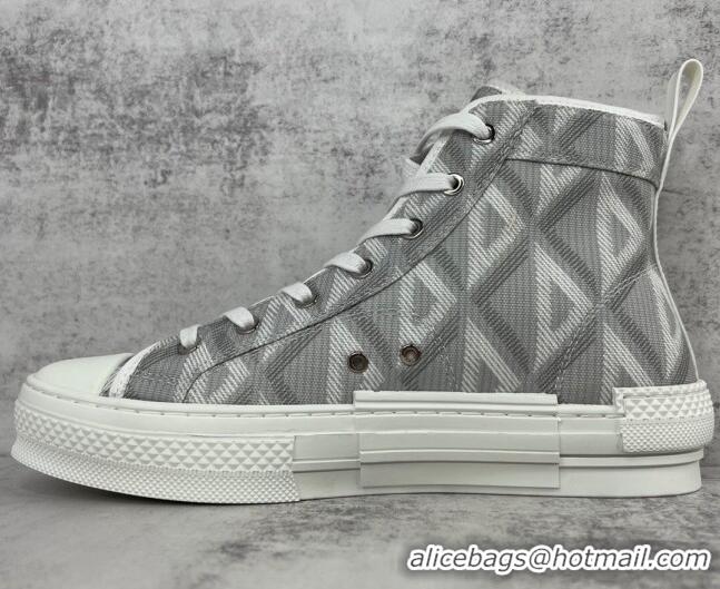 Sophisticated Dior B23 High-top Sneakers in Ligh Grey CD Diamond Canvas 042708