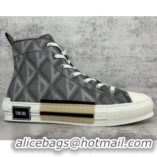 Perfect Dior B23 High-top Sneakers in Dark Grey CD Diamond Canvas 042709