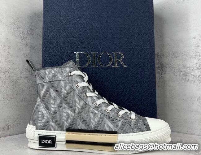 Perfect Dior B23 High-top Sneakers in Dark Grey CD Diamond Canvas 042709