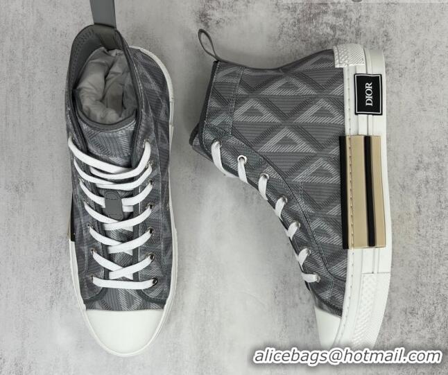 Perfect Dior B23 High-top Sneakers in Dark Grey CD Diamond Canvas 042709