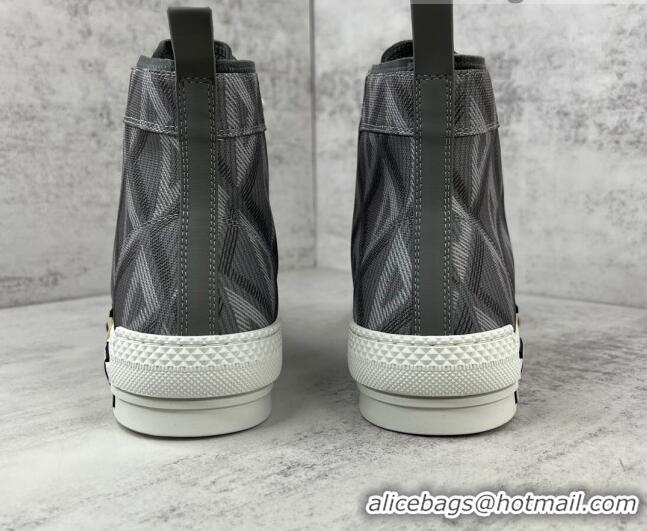 Perfect Dior B23 High-top Sneakers in Dark Grey CD Diamond Canvas 042709