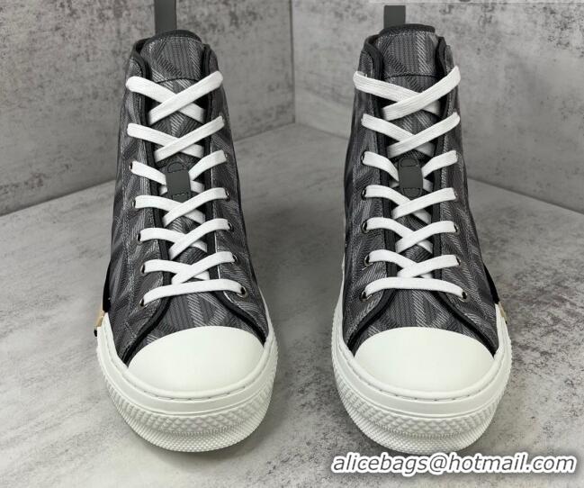 Perfect Dior B23 High-top Sneakers in Dark Grey CD Diamond Canvas 042709