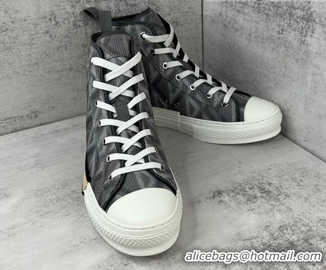 Perfect Dior B23 High-top Sneakers in Dark Grey CD Diamond Canvas 042709