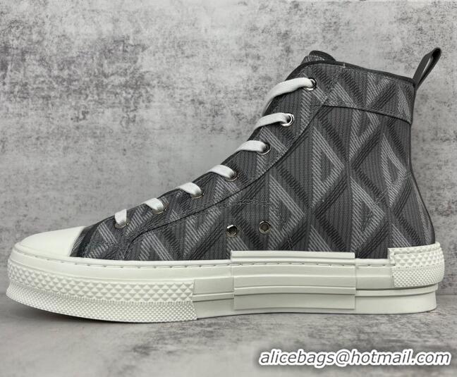 Perfect Dior B23 High-top Sneakers in Dark Grey CD Diamond Canvas 042709