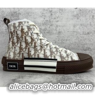 Best Grade Dior B23 High-top Sneakers in Coffee Brown Oblique Canvas 042712