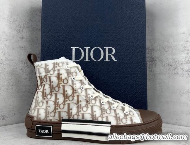 Best Grade Dior B23 High-top Sneakers in Coffee Brown Oblique Canvas 042712