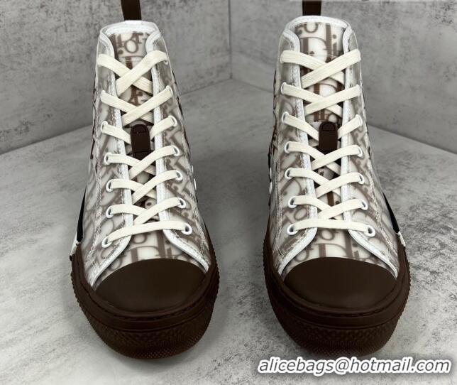 Best Grade Dior B23 High-top Sneakers in Coffee Brown Oblique Canvas 042712