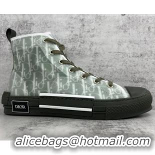 Classic Dior B23 High-top Sneakers in Olive Green Brown Oblique Canvas 042714