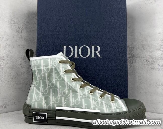 Classic Dior B23 High-top Sneakers in Olive Green Brown Oblique Canvas 042714