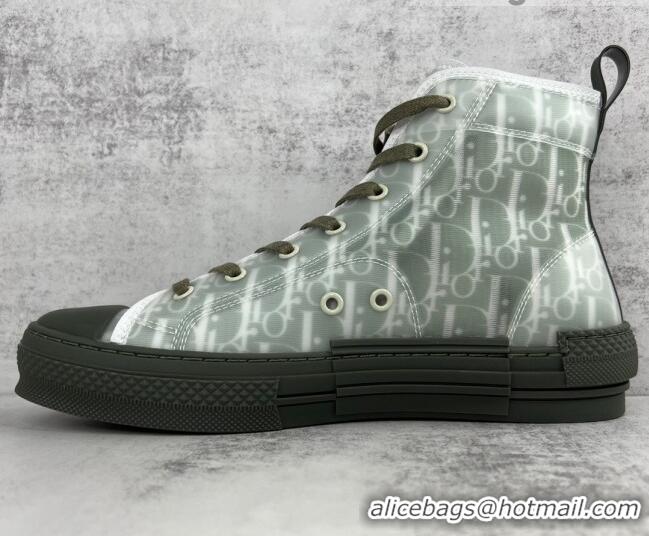 Classic Dior B23 High-top Sneakers in Olive Green Brown Oblique Canvas 042714