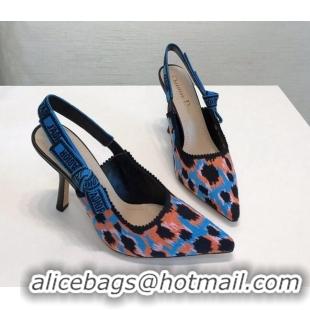 Unique Style Dior J'Adior Slingback Pumps 9.5cm in Blue Multicolor Mizza Cotton Embroidery 042716