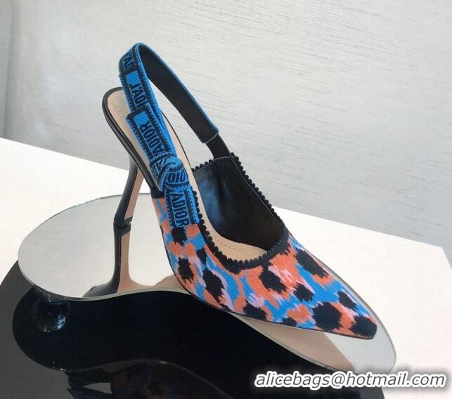 Unique Style Dior J'Adior Slingback Pumps 9.5cm in Blue Multicolor Mizza Cotton Embroidery 042716