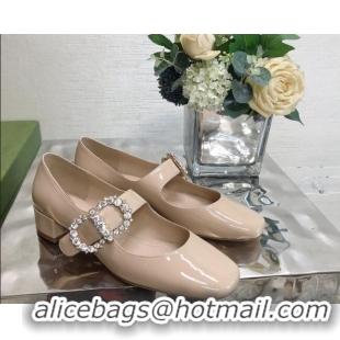 Trendy Design Dior Patent Leather Crystal CD Mary Janes Pumps 042719 Nude