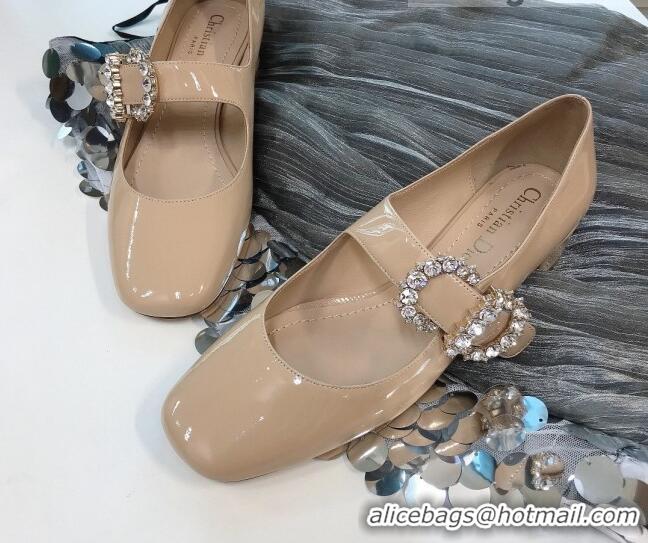 Trendy Design Dior Patent Leather Crystal CD Mary Janes Pumps 042719 Nude