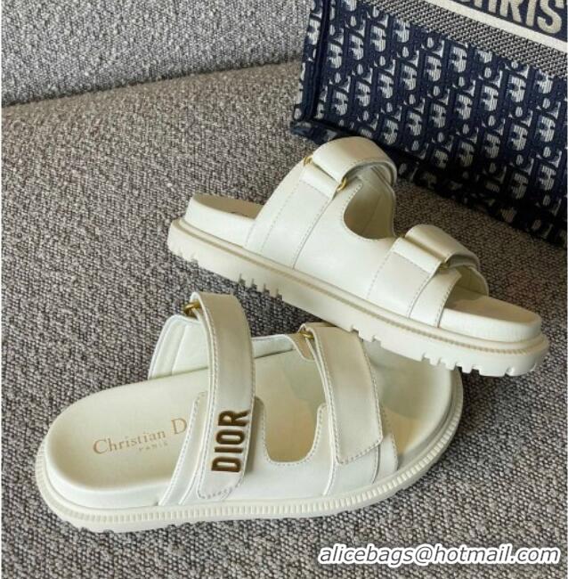 Best Product Dior DiorAct Flat Slide Sandals White 042721