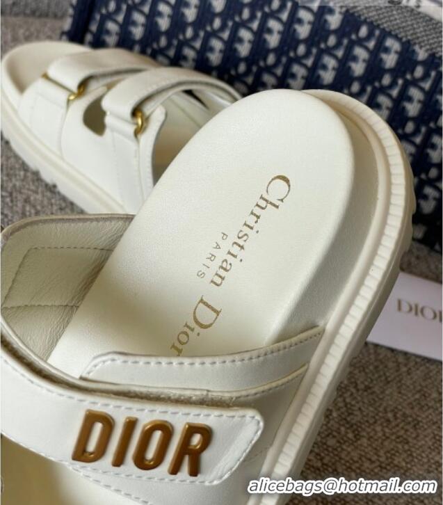 Best Product Dior DiorAct Flat Slide Sandals White 042721