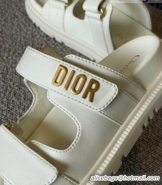 Best Product Dior DiorAct Flat Slide Sandals White 042721