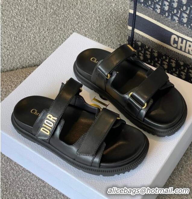 Most Popular Dior DiorAct Flat Slide Sandals Black 042722