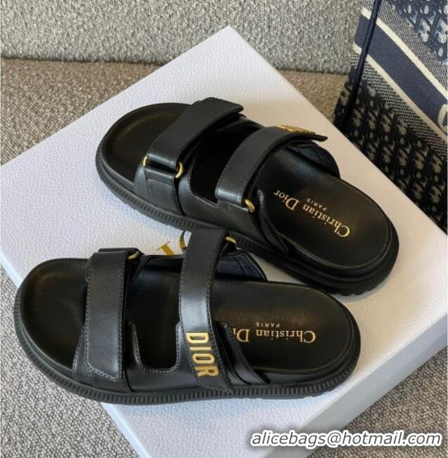 Most Popular Dior DiorAct Flat Slide Sandals Black 042722