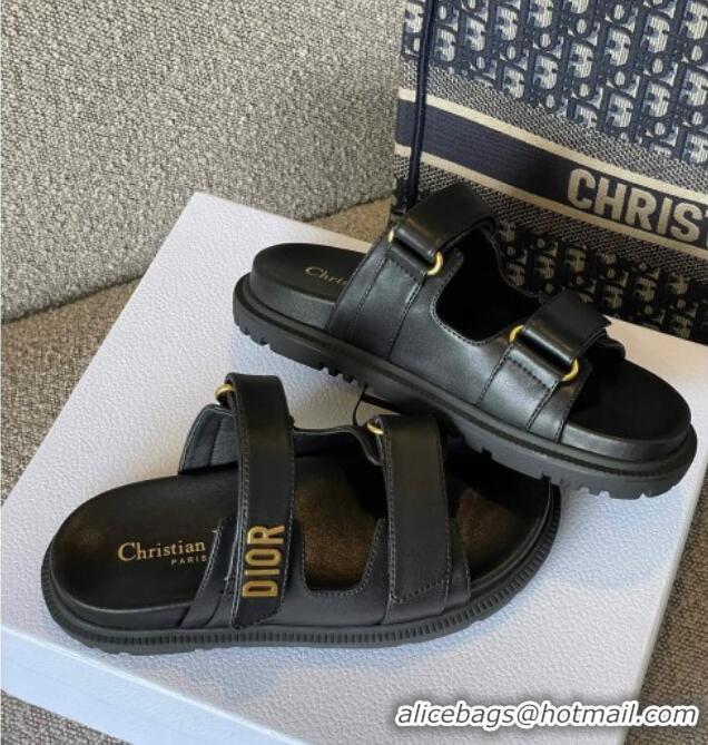 Most Popular Dior DiorAct Flat Slide Sandals Black 042722