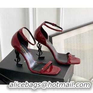 Good Quality Saint Laurent YSL Patent Leather Sandals 10cm Red 0426116