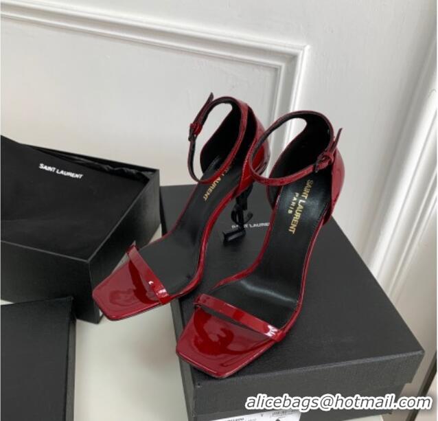 Good Quality Saint Laurent YSL Patent Leather Sandals 10cm Red 0426116