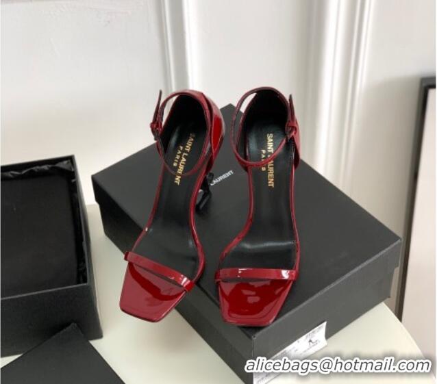 Good Quality Saint Laurent YSL Patent Leather Sandals 10cm Red 0426116