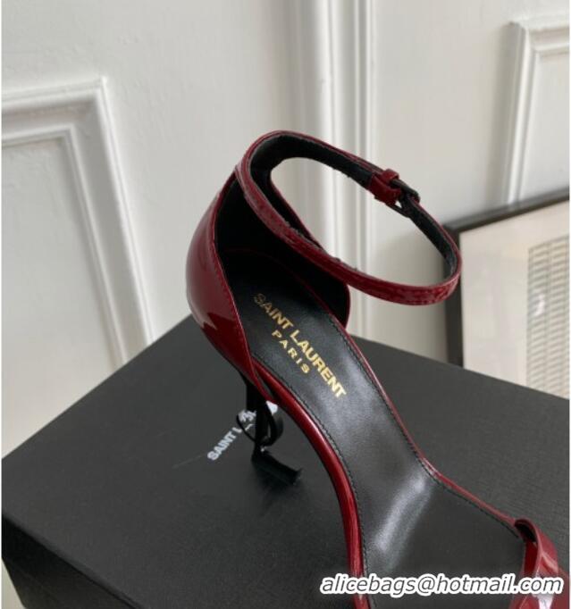 Good Quality Saint Laurent YSL Patent Leather Sandals 10cm Red 0426116