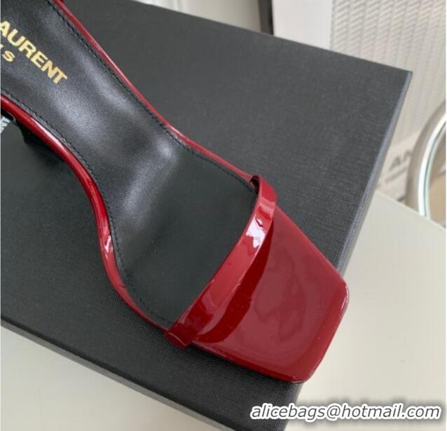 Good Quality Saint Laurent YSL Patent Leather Sandals 10cm Red 0426116