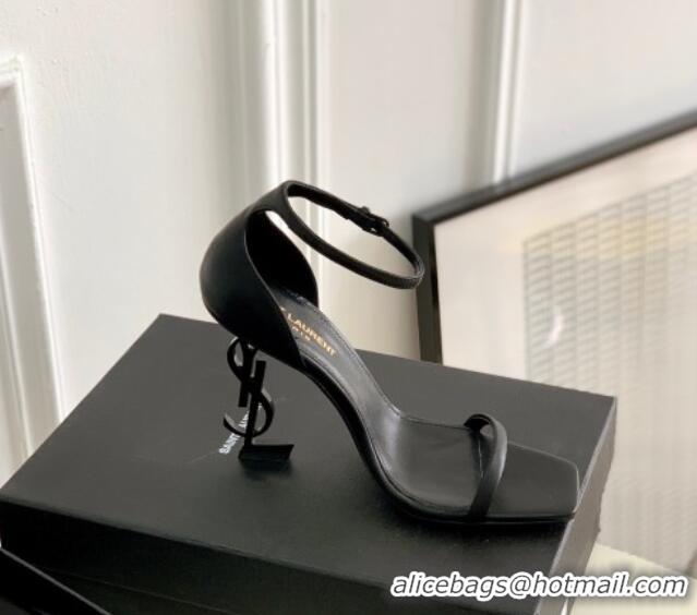 Chic Saint Laurent YSL Patent Leather Sandals 10cm All Black 0426117