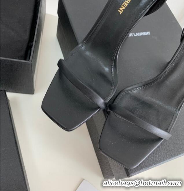 Chic Saint Laurent YSL Patent Leather Sandals 10cm All Black 0426117