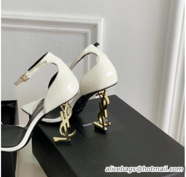 Good Product Saint Laurent YSL Patent Leather Sandals 10cm White 0426118