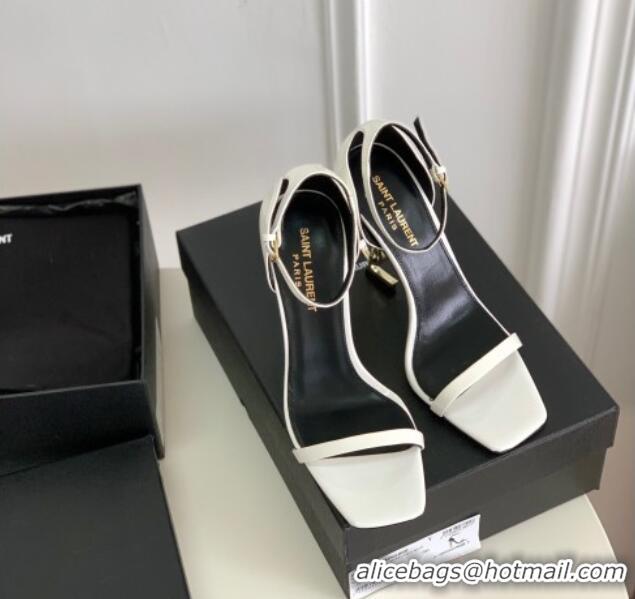 Good Product Saint Laurent YSL Patent Leather Sandals 10cm White 0426118