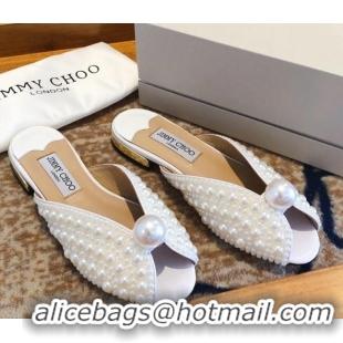 Unique Style Jimmy Choo Pearl Flat Slide Sandals 0328108