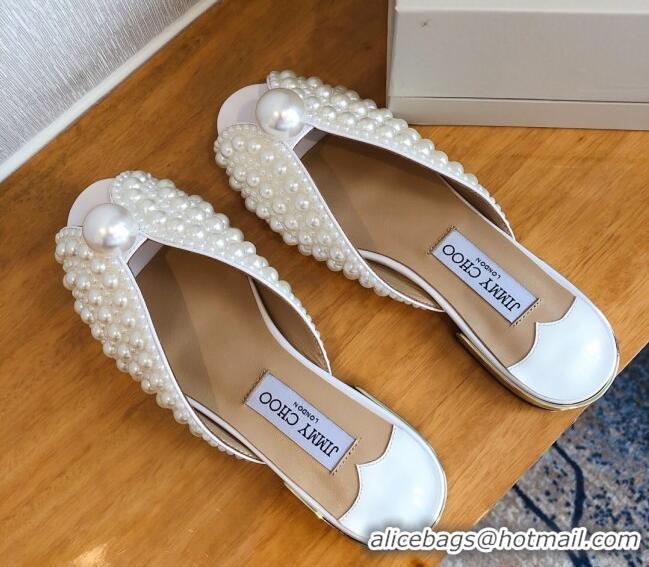 Unique Style Jimmy Choo Pearl Flat Slide Sandals 0328108