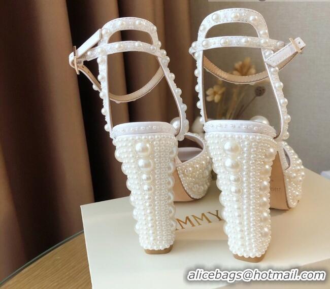 Fashion Jimmy Choo Pearl High Heel Flatform Sandals 11.5cm White 0328107