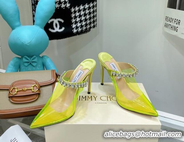 Best Product Jimmy Choo PVC Crystal High Heel Mules 10cm Yellow 0422138