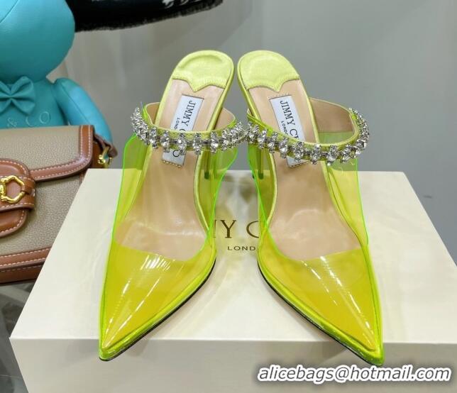 Best Product Jimmy Choo PVC Crystal High Heel Mules 10cm Yellow 0422138