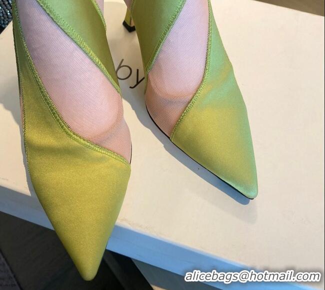 Shop Duplicate Jimmy Choo Mugler Fabric High Heel Sock Ankle Boots 10.5cm Neon Green/Light Pink 0426104