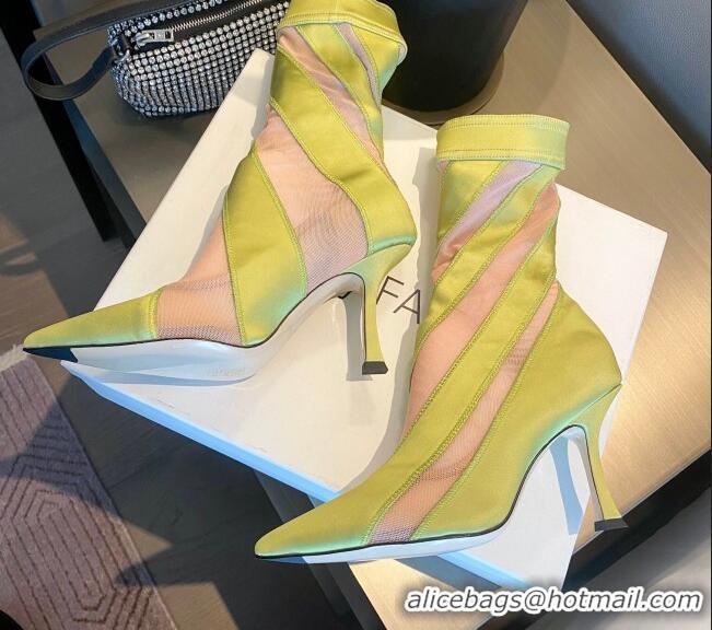 Shop Duplicate Jimmy Choo Mugler Fabric High Heel Sock Ankle Boots 10.5cm Neon Green/Light Pink 0426104