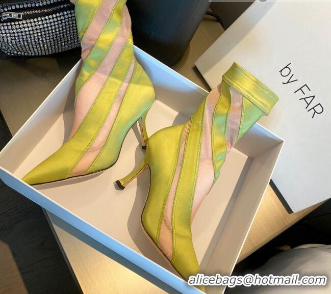 Shop Duplicate Jimmy Choo Mugler Fabric High Heel Sock Ankle Boots 10.5cm Neon Green/Light Pink 0426104