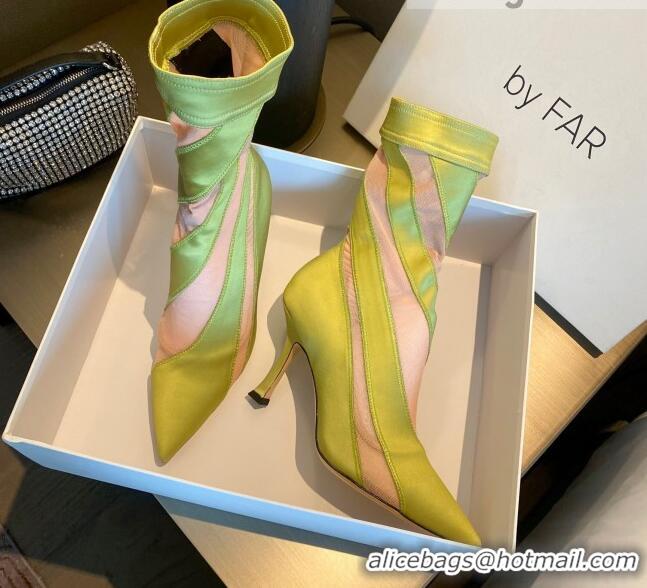 Shop Duplicate Jimmy Choo Mugler Fabric High Heel Sock Ankle Boots 10.5cm Neon Green/Light Pink 0426104