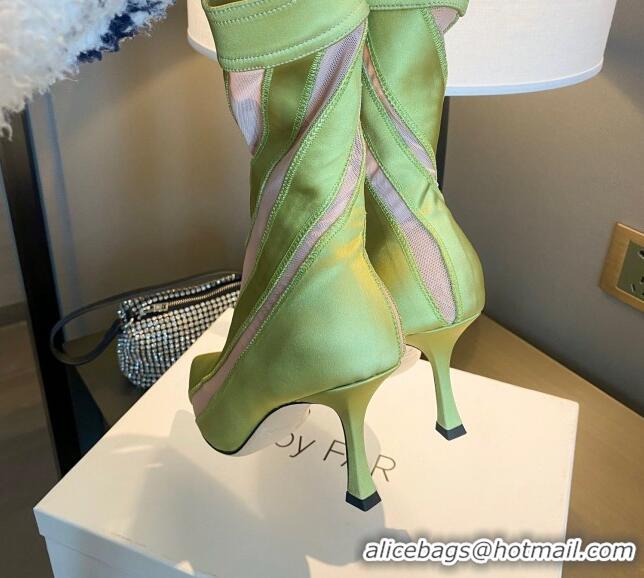 Shop Duplicate Jimmy Choo Mugler Fabric High Heel Sock Ankle Boots 10.5cm Neon Green/Light Pink 0426104