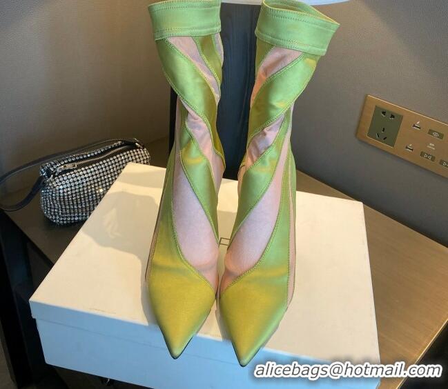 Shop Duplicate Jimmy Choo Mugler Fabric High Heel Sock Ankle Boots 10.5cm Neon Green/Light Pink 0426104