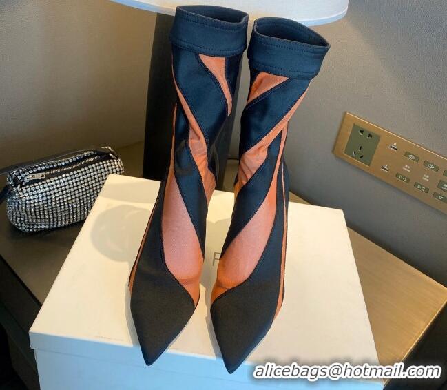 Discount Jimmy Choo Mugler Fabric High Heel Sock Ankle Boots 10.5cm Black/Orange 0426107