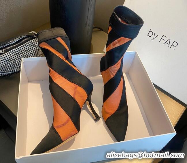 Discount Jimmy Choo Mugler Fabric High Heel Sock Ankle Boots 10.5cm Black/Orange 0426107