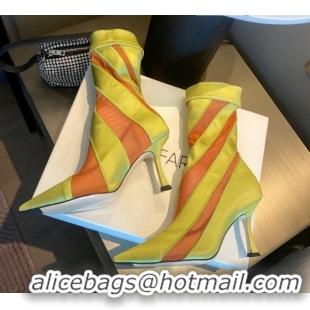 Classic Hot Jimmy Choo Mugler Fabric High Heel Sock Ankle Boots 10.5cm Neon Green/Orange 0426108