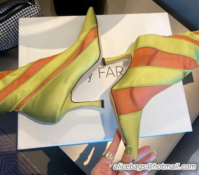 Classic Hot Jimmy Choo Mugler Fabric High Heel Sock Ankle Boots 10.5cm Neon Green/Orange 0426108